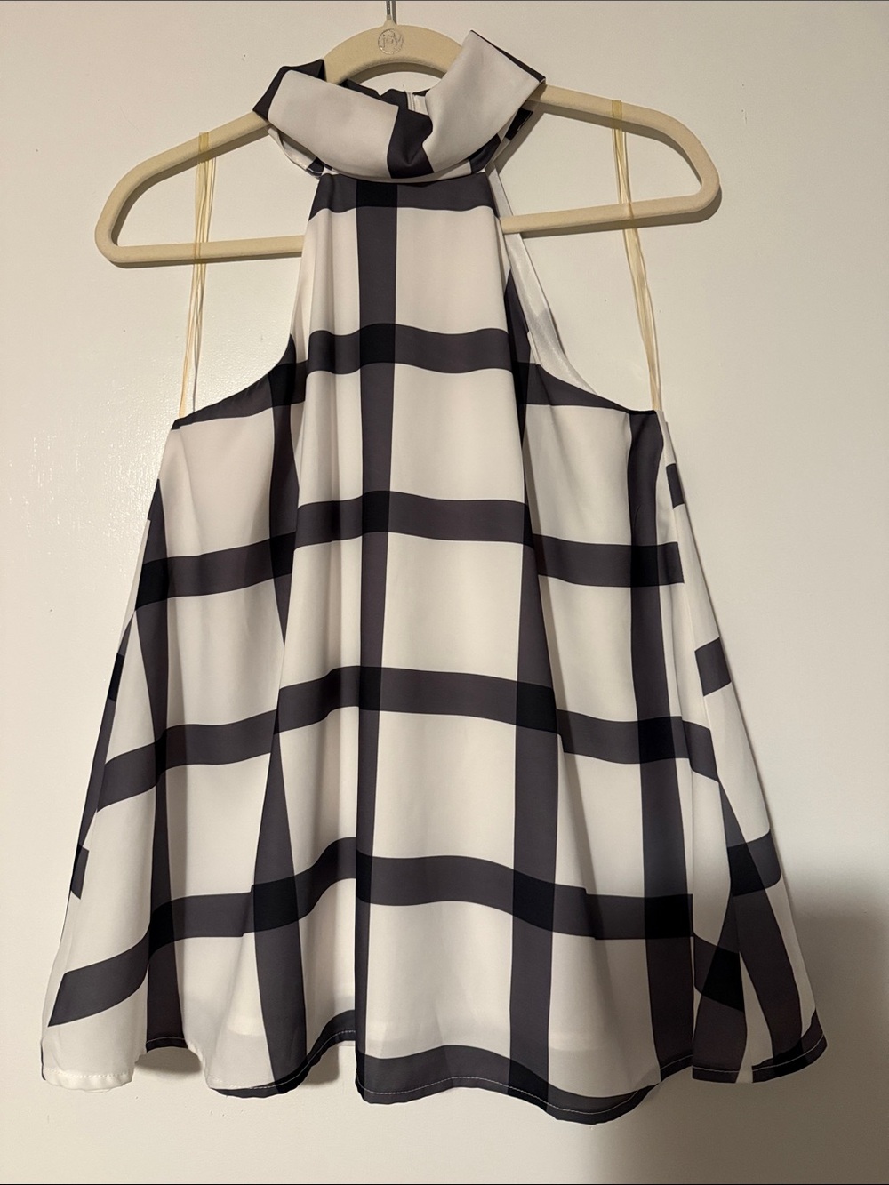 Lulu's Black & White Plaid Halter Swing Top